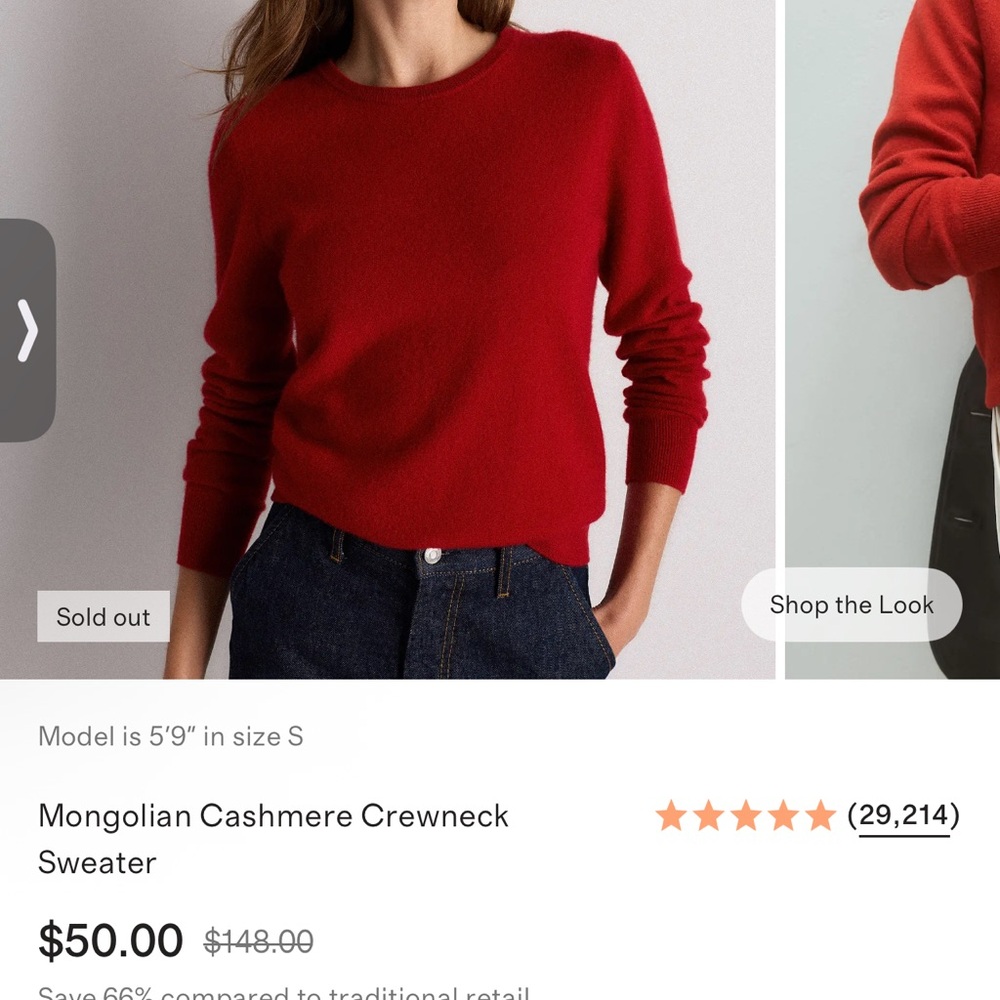 Quince Vibrant Red Cashmere Crewneck Sweater